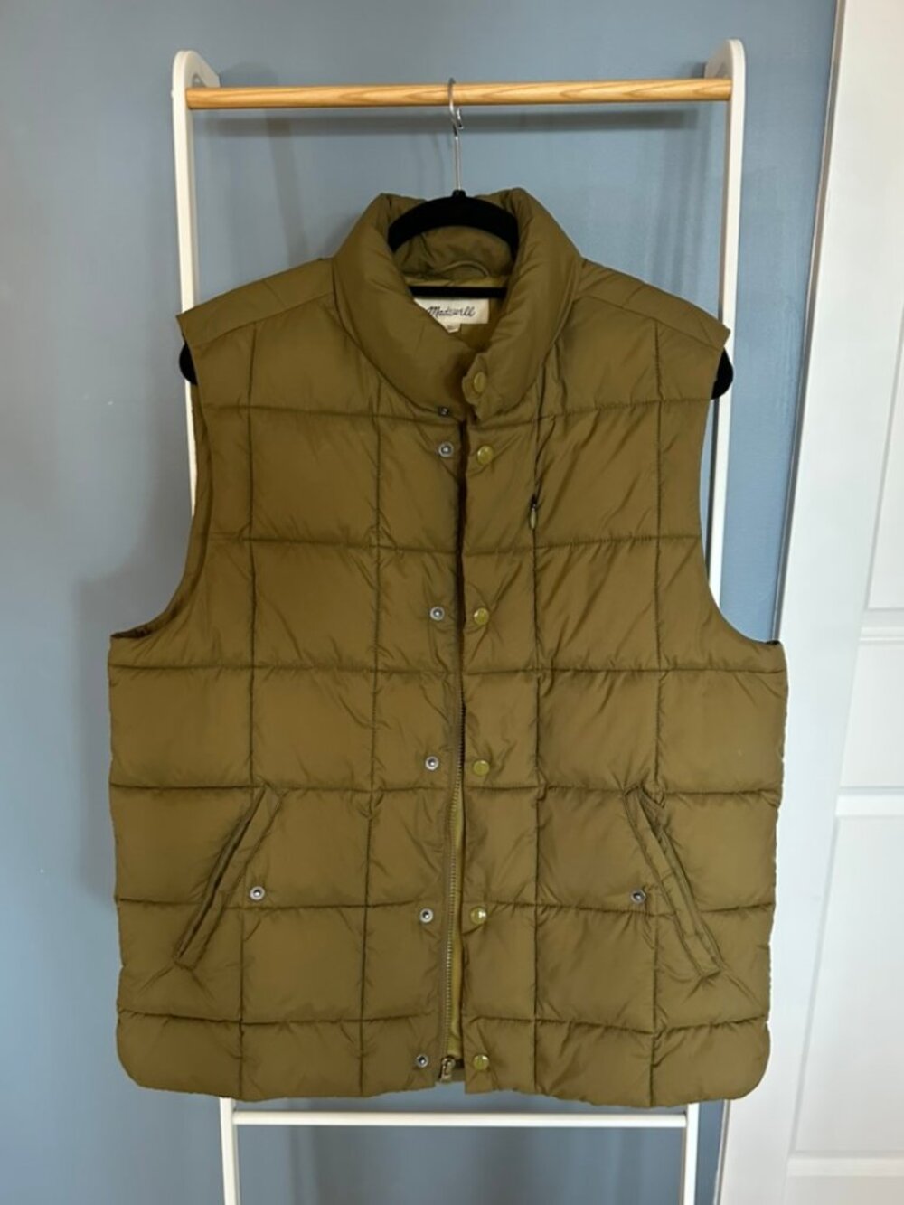 Madewell Quilted Puffer Vest Olive Branch Medium